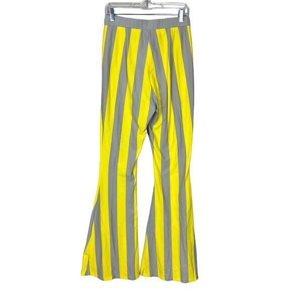 NWT Shane Justin Runway Flare Pants sz 2XL Yellow Grey Stripe Cotton Authentic - Picture 2 of 9